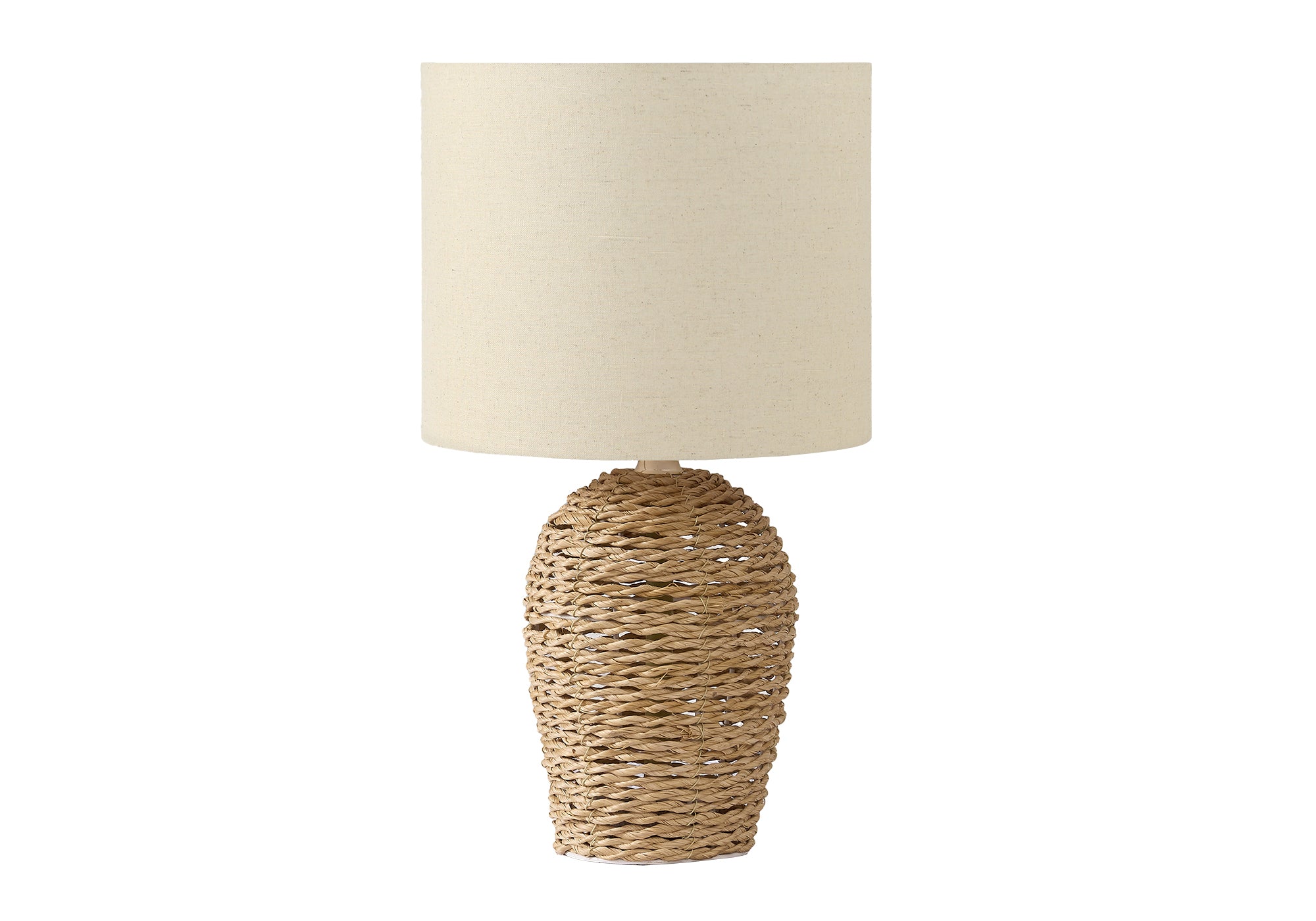 LIGHTING - 17""H TABLE LAMP NATURAL RATTAN / BEIGE SHADE