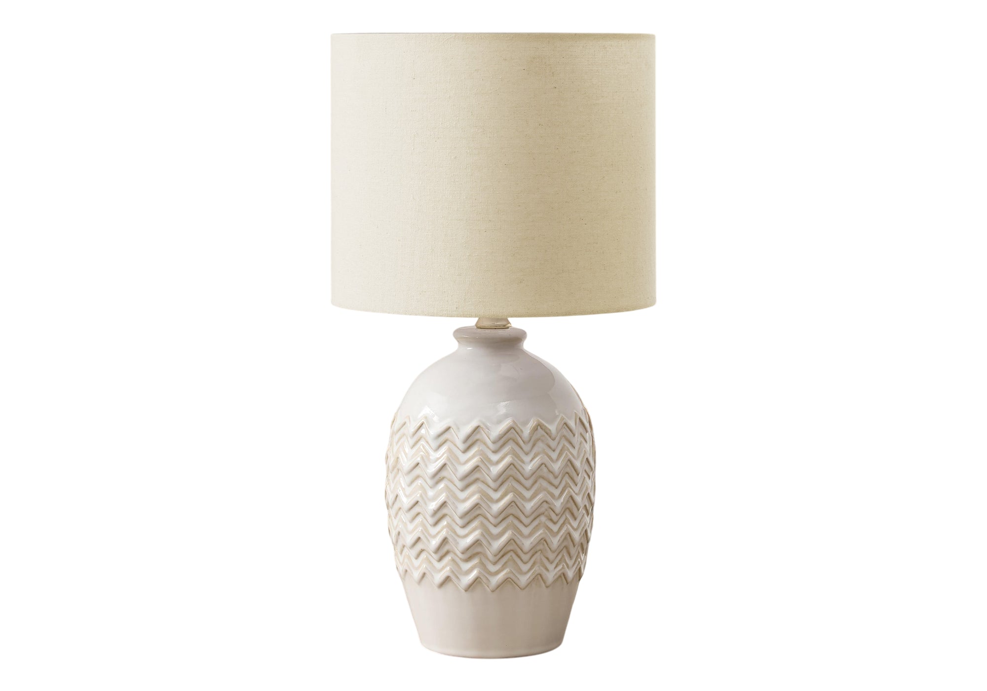 LIGHTING - 19""H TABLE LAMP IVORY CERAMIC / BEIGE SHADE