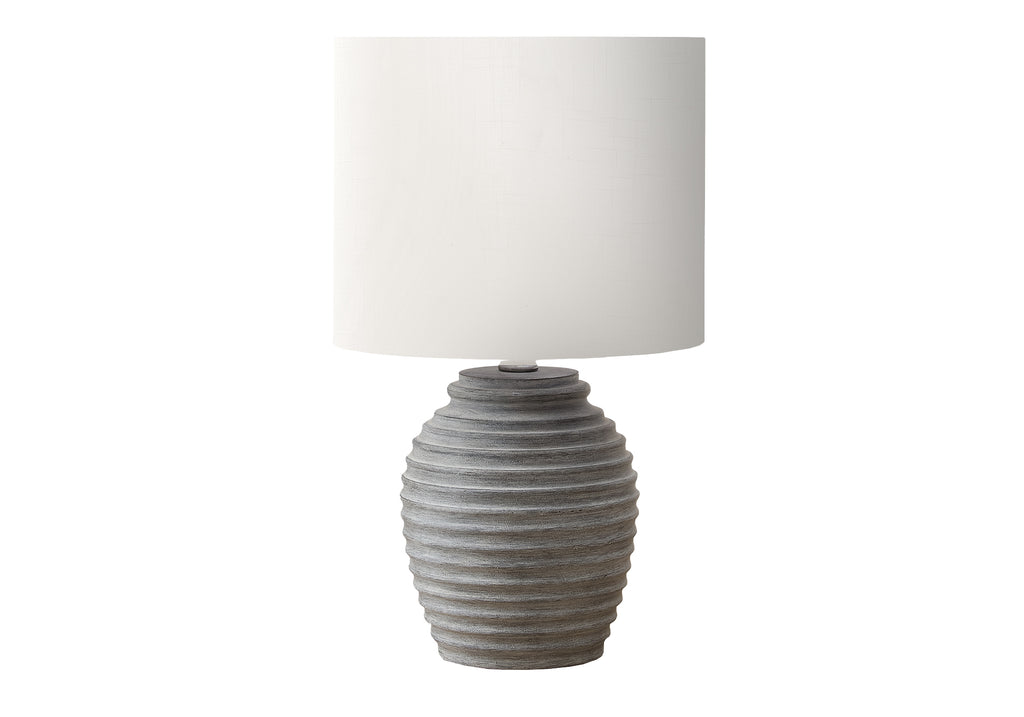 LIGHTING - 17""H TABLE LAMP GREY RESIN / IVORY SHADE