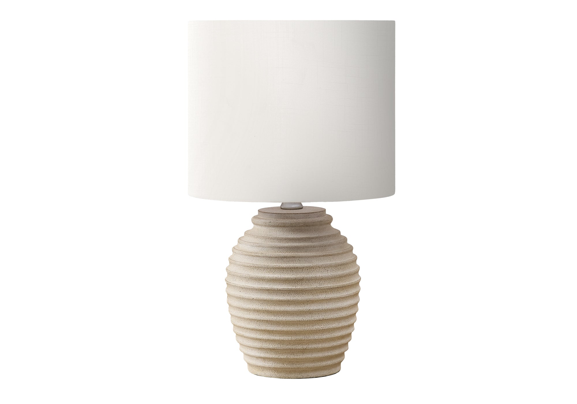LIGHTING - 17""H TABLE LAMP BEIGE RESIN / IVORY SHADE