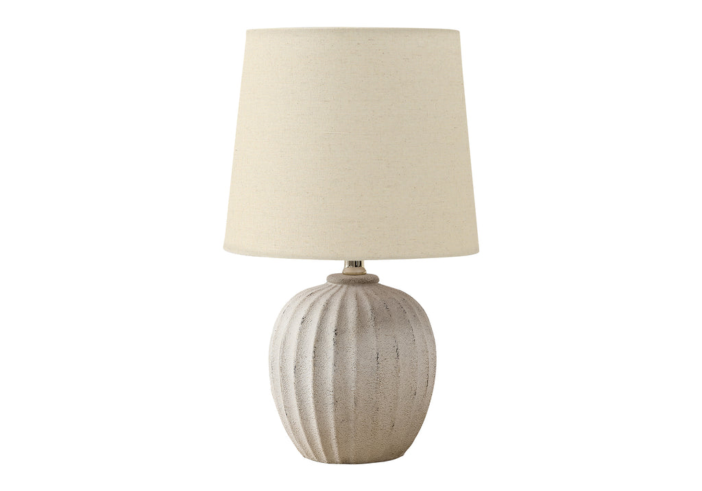 LIGHTING - 19""H TABLE LAMP BEIGE RESIN / BEIGE SHADE