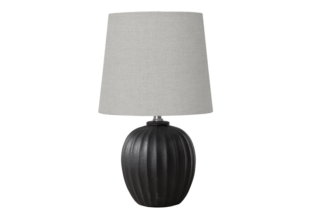 LIGHTING - 19""H TABLE LAMP BLACK RESIN / GREY SHADE