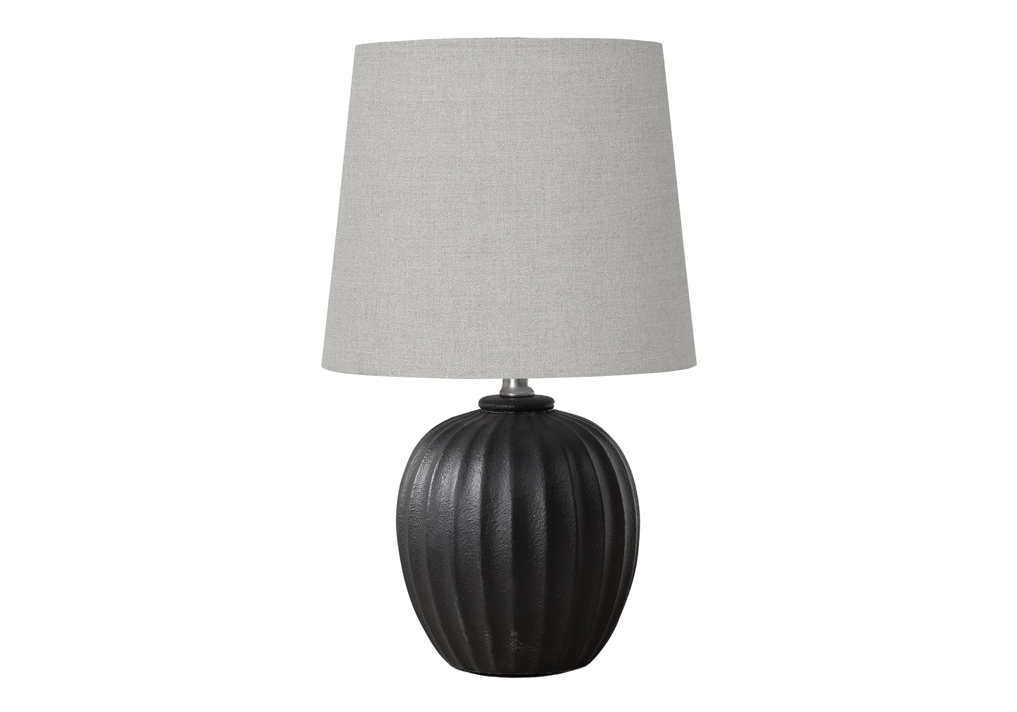 LIGHTING - 19""H TABLE LAMP BLACK RESIN / GREY SHADE