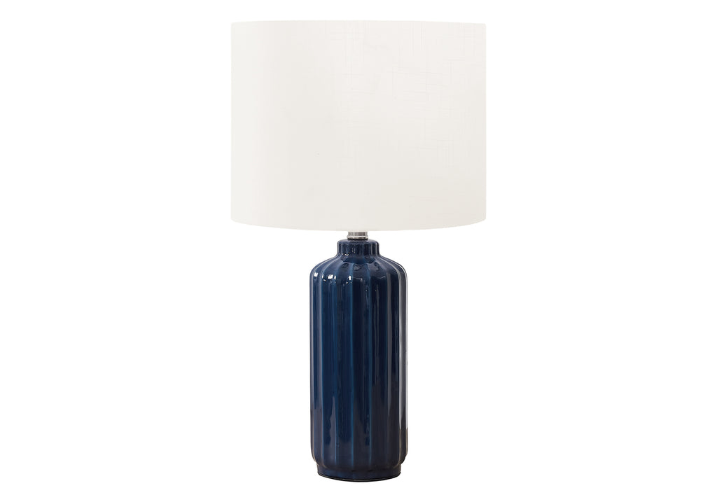 LIGHTING - 23""H TABLE LAMP BLUE CERAMIC / IVORY SHADE