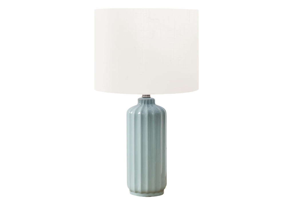 LIGHTING - 23""H TABLE LAMP GREEN CERAMIC / IVORY SHADE