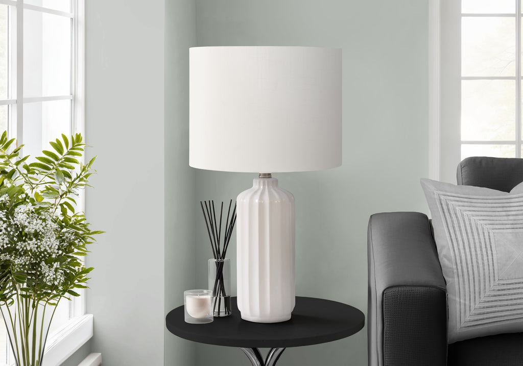 LIGHTING - 23""H TABLE LAMP CREAM CERAMIC / IVORY SHADE