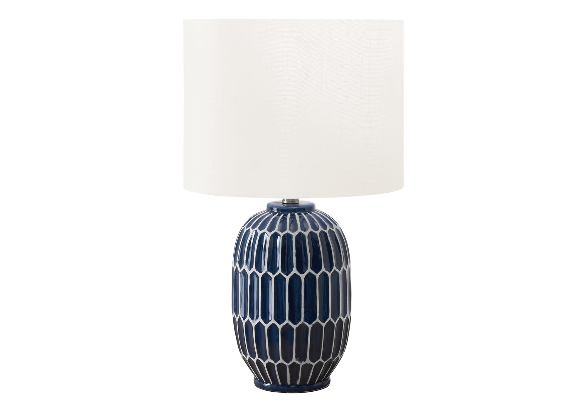 LIGHTING - 22""H TABLE LAMP BLUE CERAMIC / IVORY SHADE