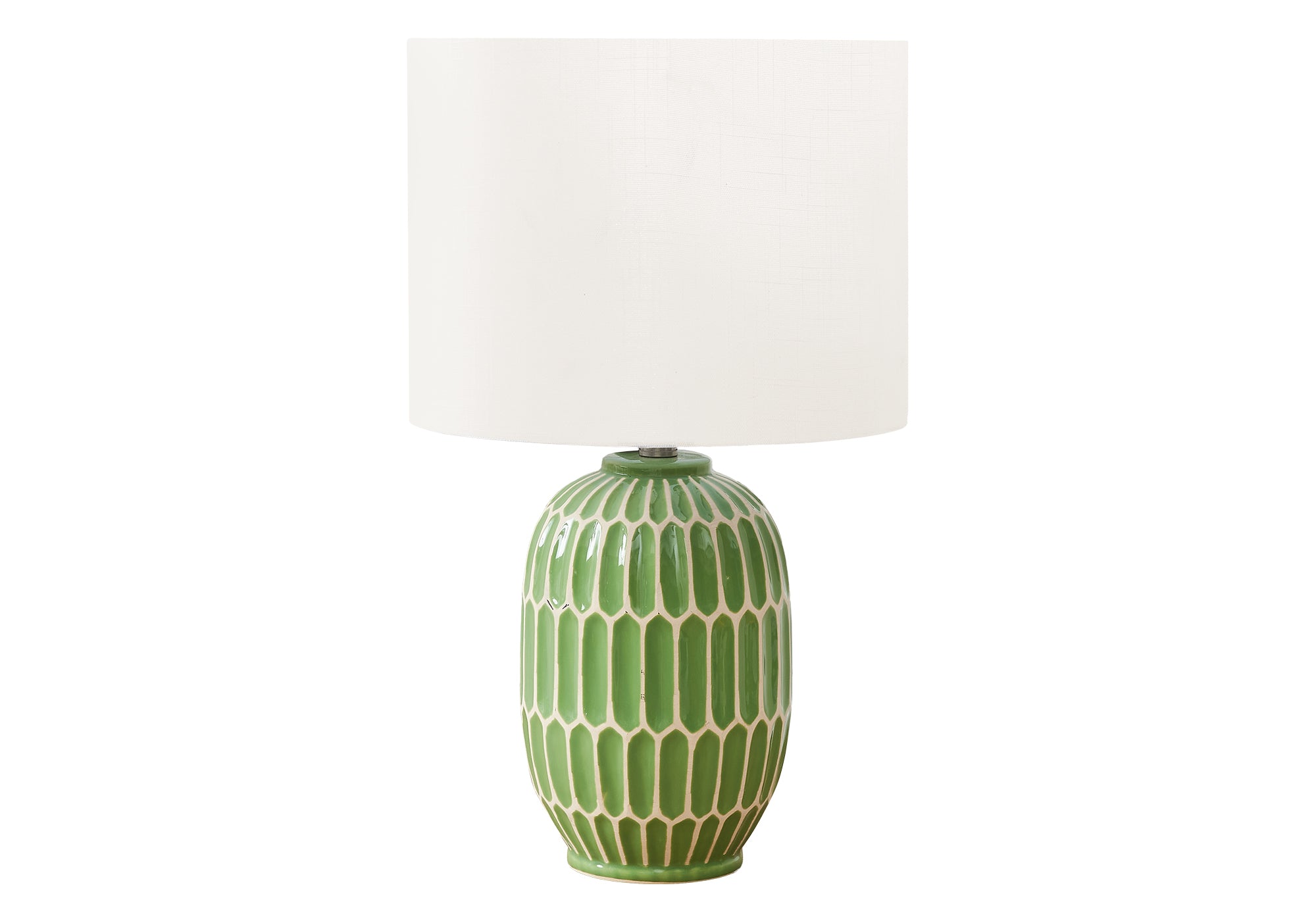 LIGHTING - 22""H TABLE LAMP GREEN CERAMIC / IVORY SHADE