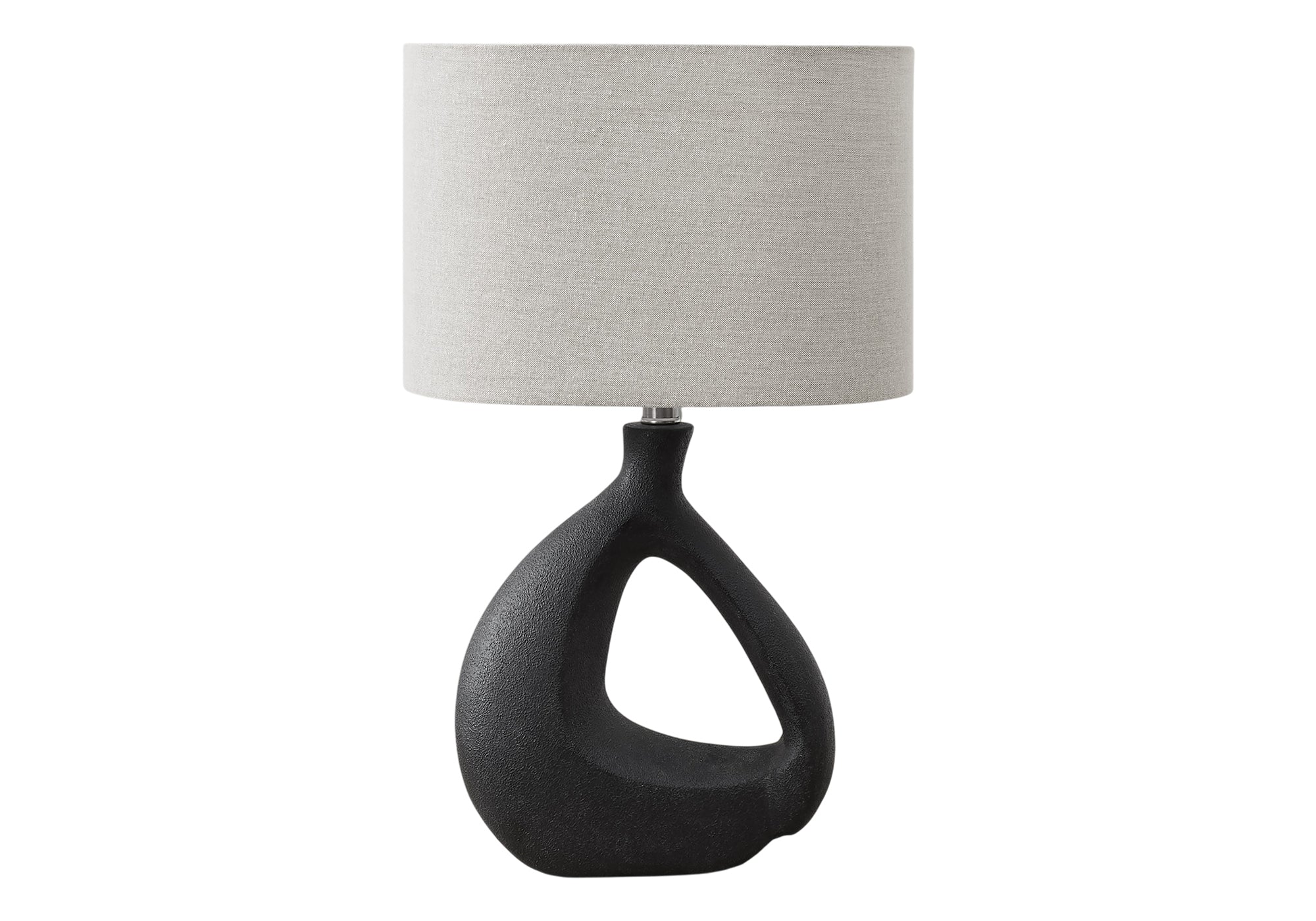 LIGHTING - 23""H TABLE LAMP BLACK RESIN / GREY SHADE
