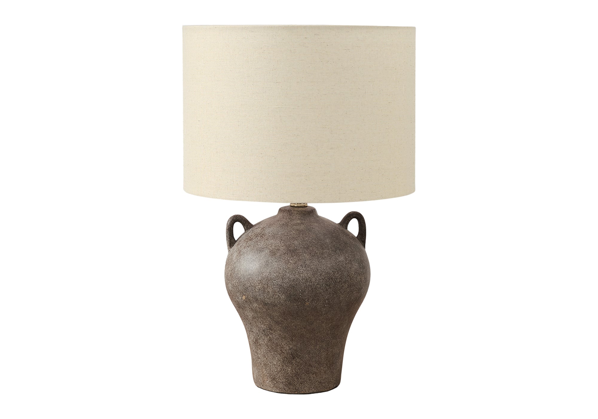 LIGHTING - 22""H TABLE LAMP BROWN CERAMIC / BEIGE SHADE