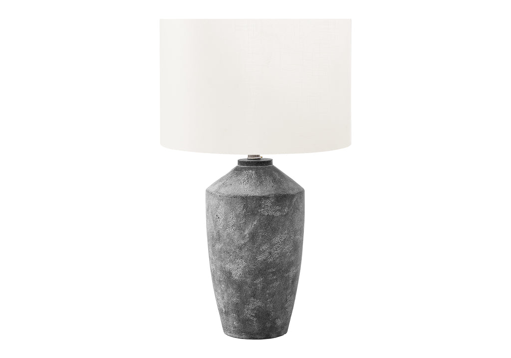 LIGHTING - 25""H TABLE LAMP GREY CONCRETE / IVORY SHADE