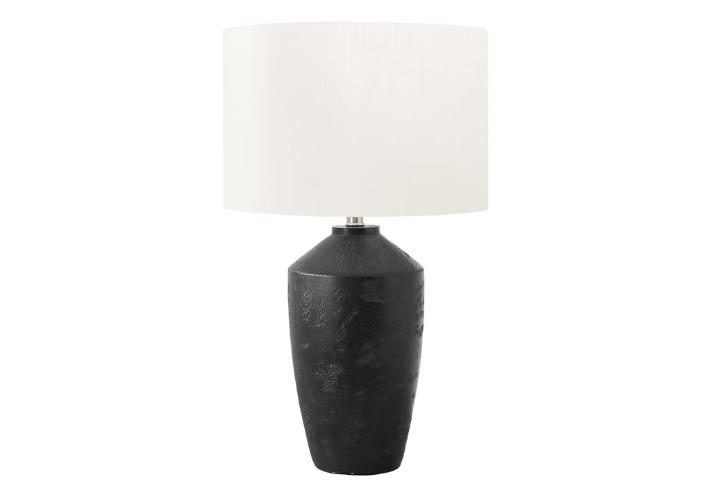 LIGHTING - 25""H TABLE LAMP BLACK CONCRETE / IVORY SHADE