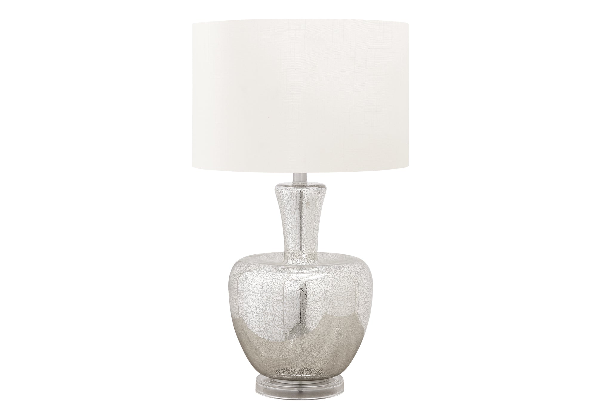 LIGHTING - 26""H TABLE LAMP SILVER GLASS / IVORY SHADE