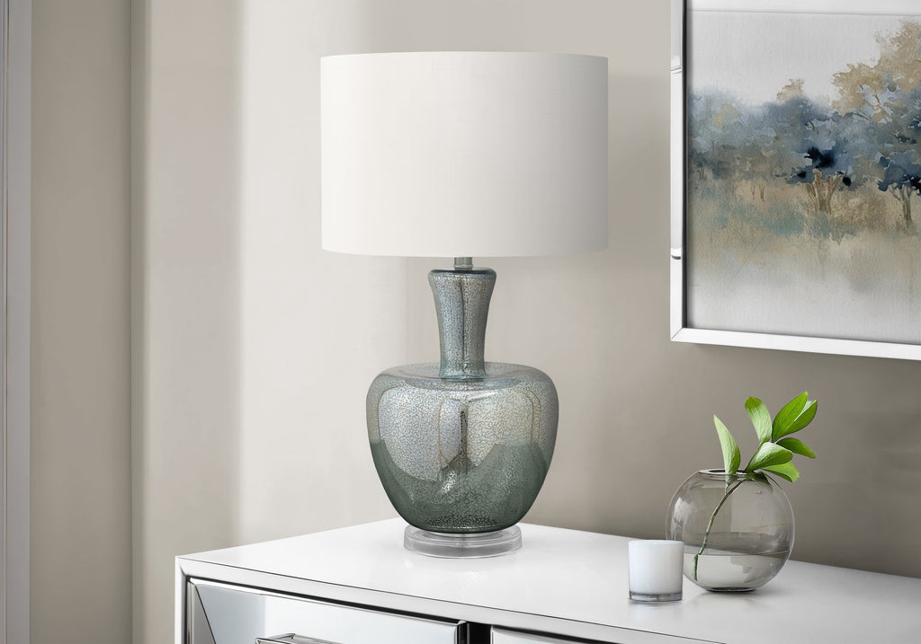 LIGHTING - 26""H TABLE LAMP SEA GREEN GLASS / IVORY SHADE