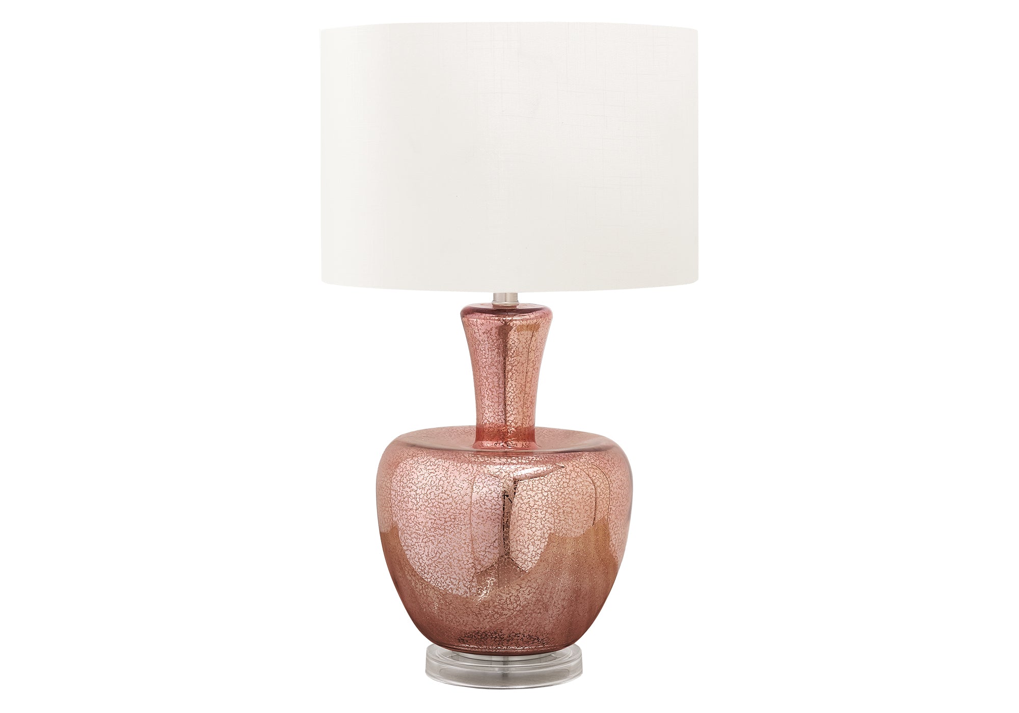 LIGHTING - 26""H TABLE LAMP DUSTY ROSE GLASS / IVORY SHADE