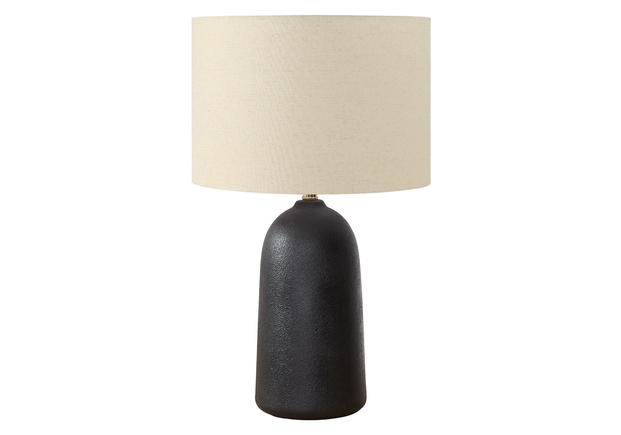 LIGHTING - 27""H TABLE LAMP BLACK CERAMIC / BEIGE SHADE