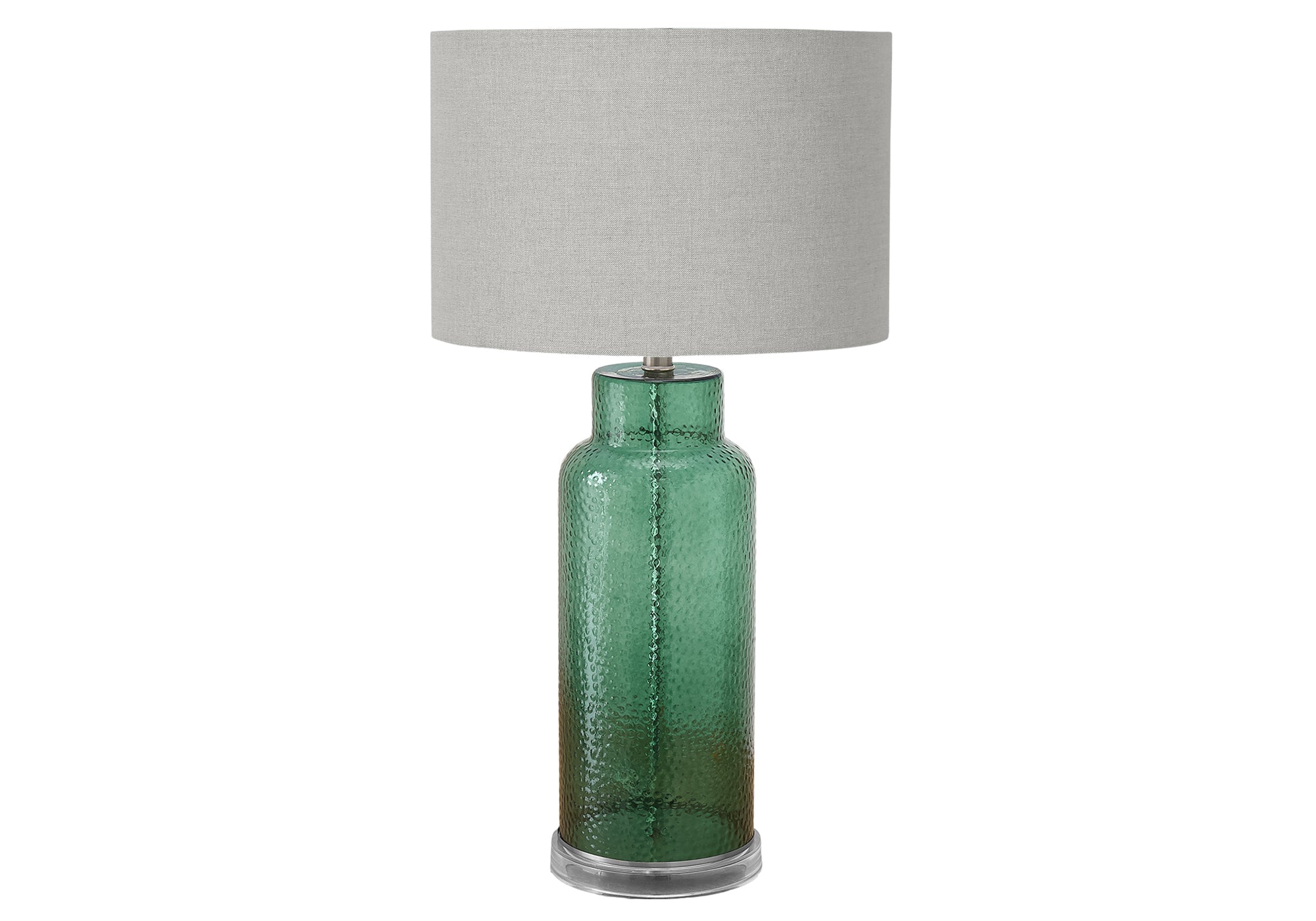 LIGHTING - 28""H TABLE LAMP GREEN GLASS / GREY SHADE