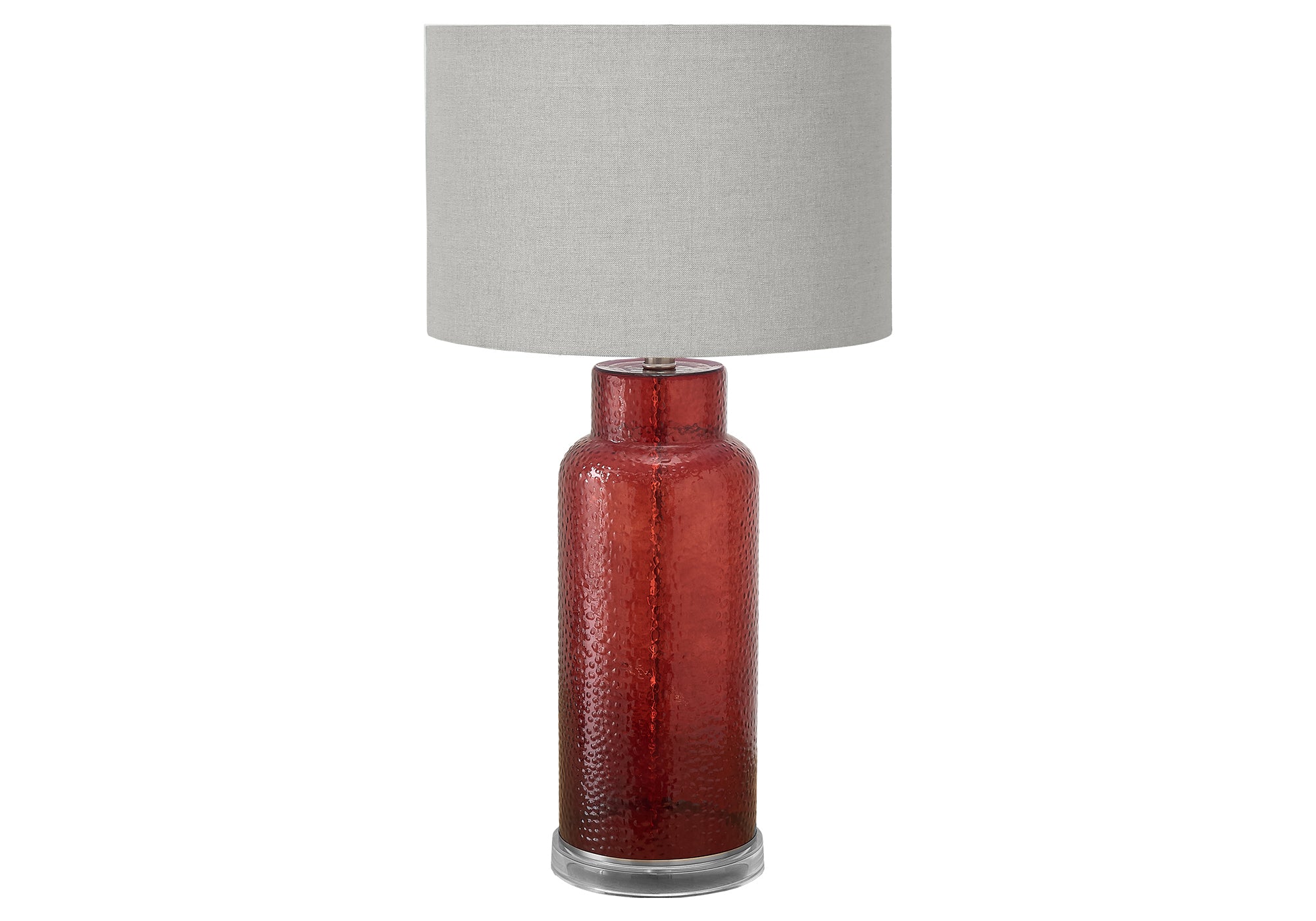 LIGHTING - 28""H TABLE LAMP RED GLASS / GREY SHADE