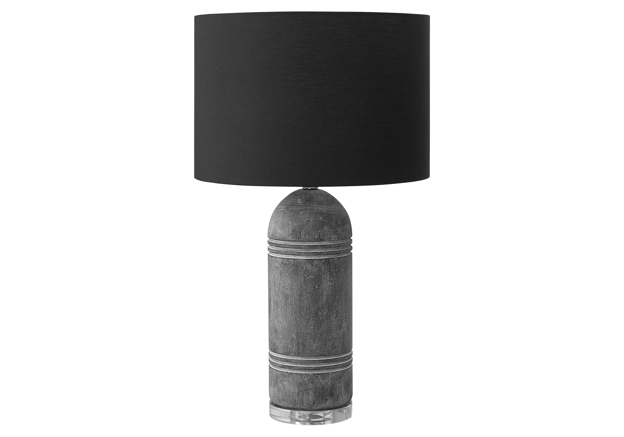LIGHTING - 28""H TABLE LAMP GREY RESIN / BLACK SHADE