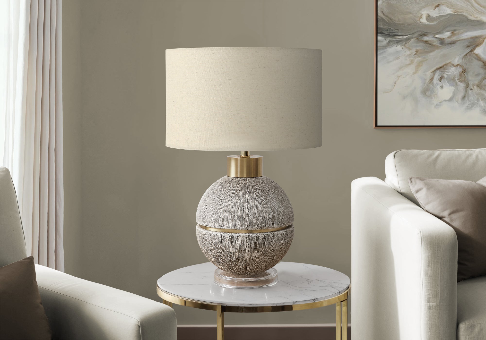 LIGHTING - 26""H TABLE LAMP BROWN / GOLD RESIN / BEIGE