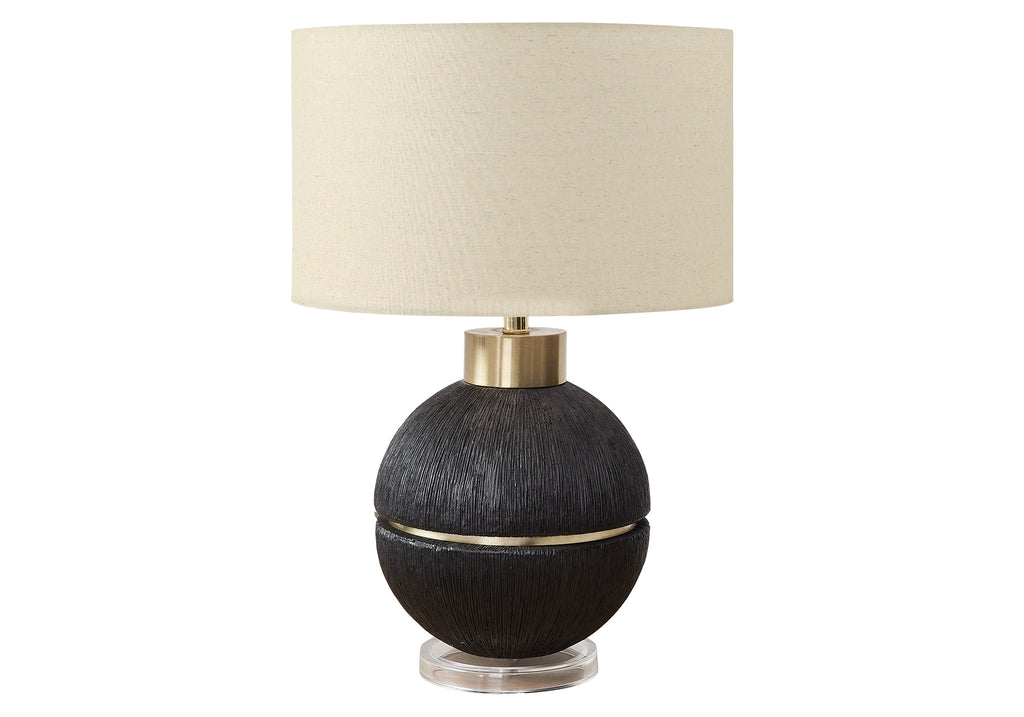 LIGHTING - 26""H TABLE LAMP BLACK / GOLD RESIN / BEIGE