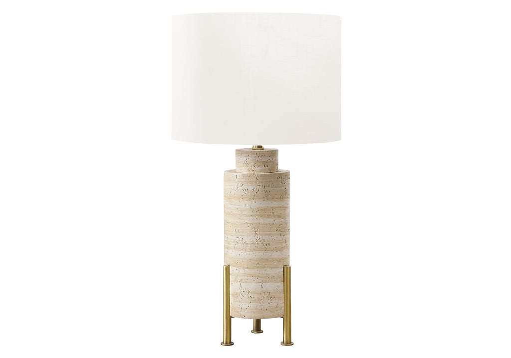 LIGHTING - 30""H TABLE LAMP BEIGE RESIN / IVORY SHADE