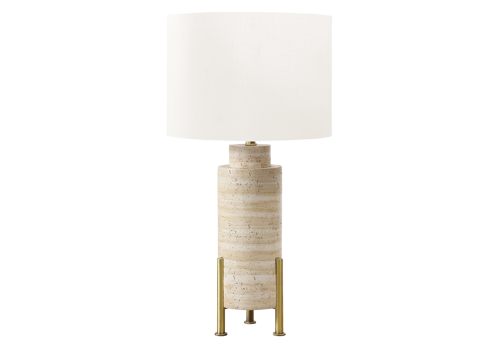 LIGHTING - 30""H TABLE LAMP BEIGE RESIN / IVORY SHADE