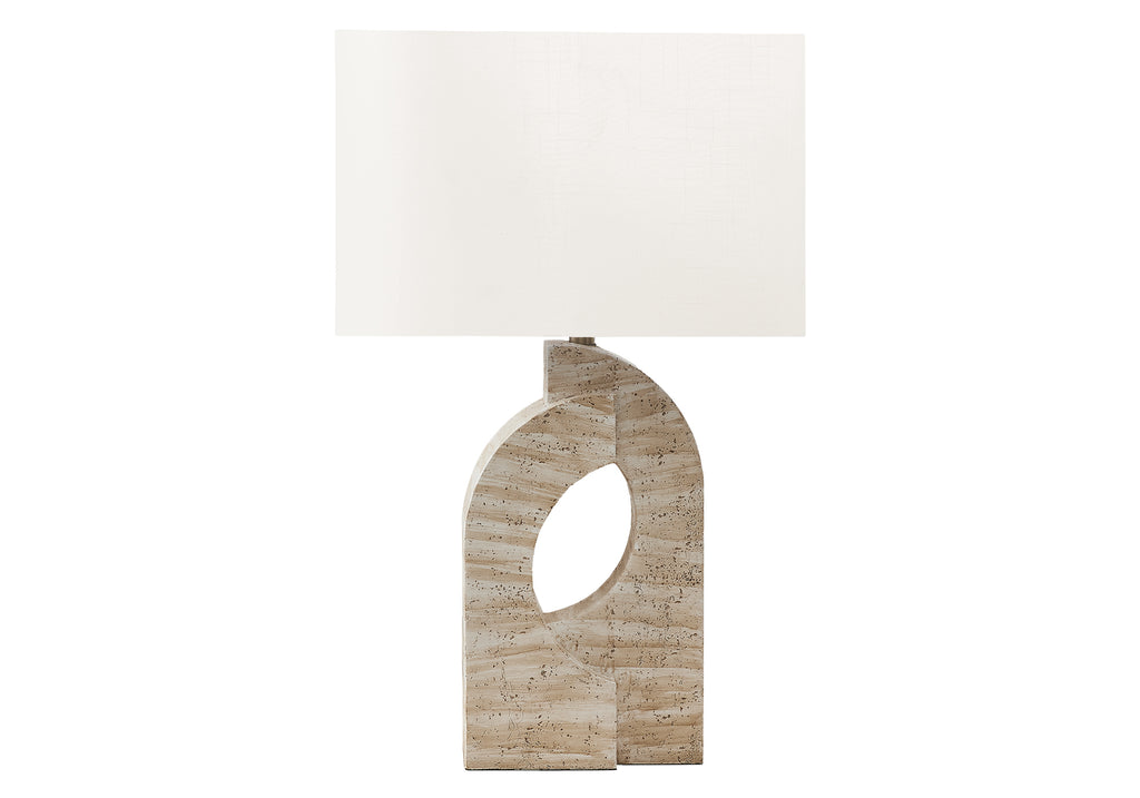LIGHTING - 28""H TABLE LAMP BEIGE RESIN / IVORY SHADE
