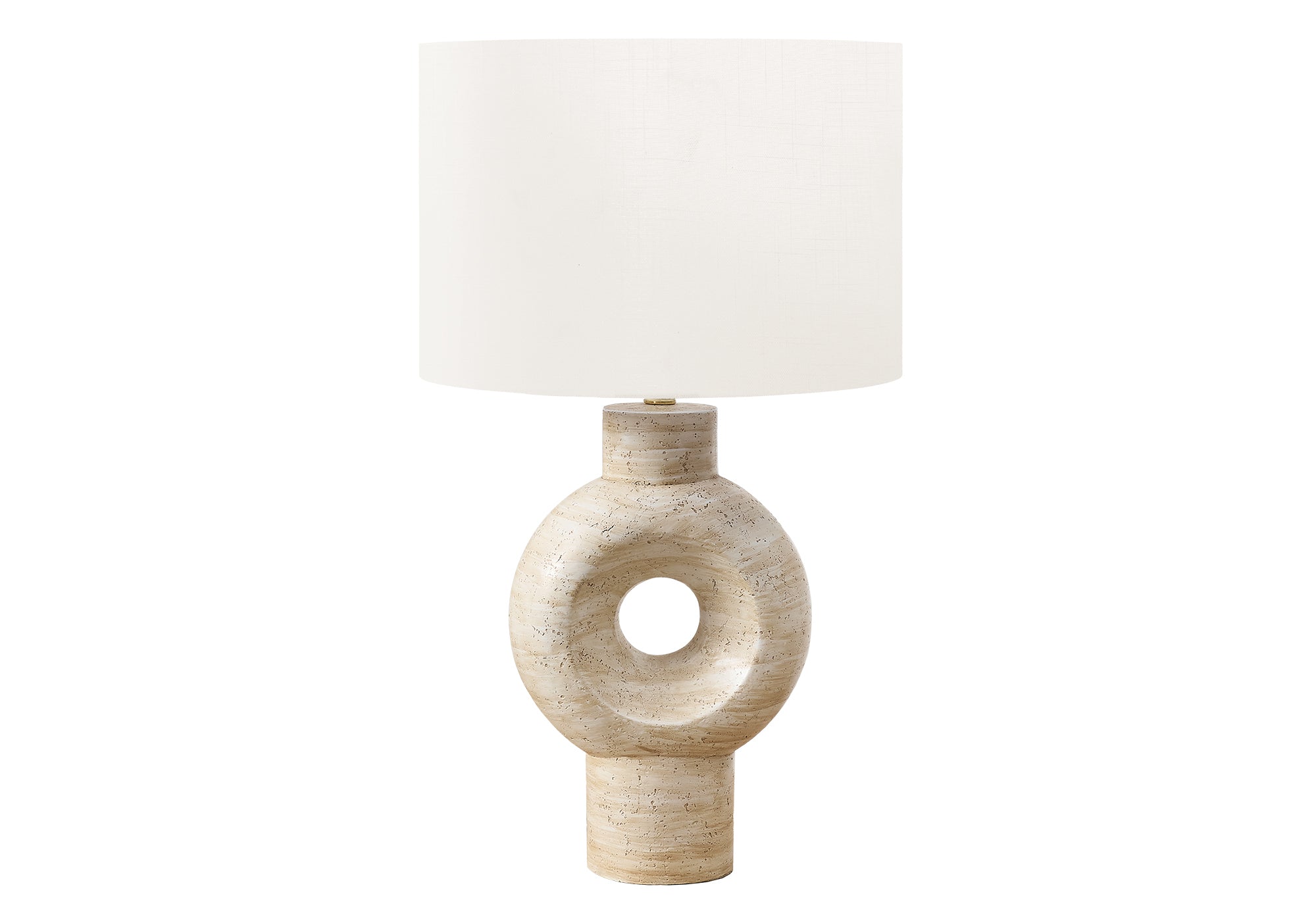 LIGHTING - 28""H TABLE LAMP BEIGE RESIN / IVORY SHADE
