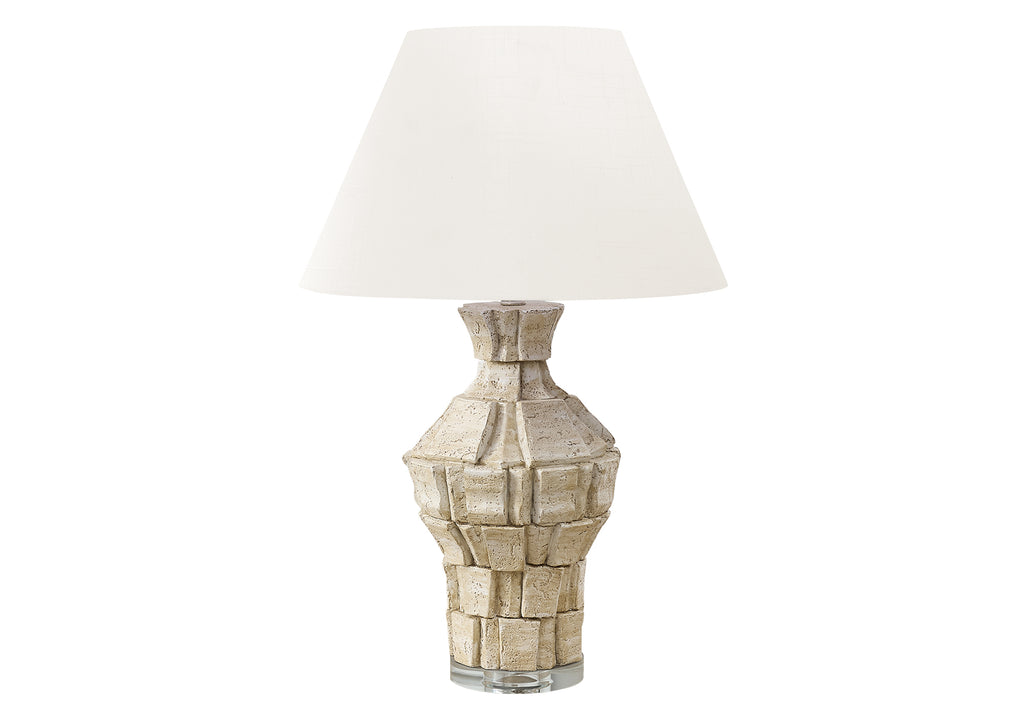 LIGHTING - 28""H TABLE LAMP BEIGE RESIN / IVORY SHADE