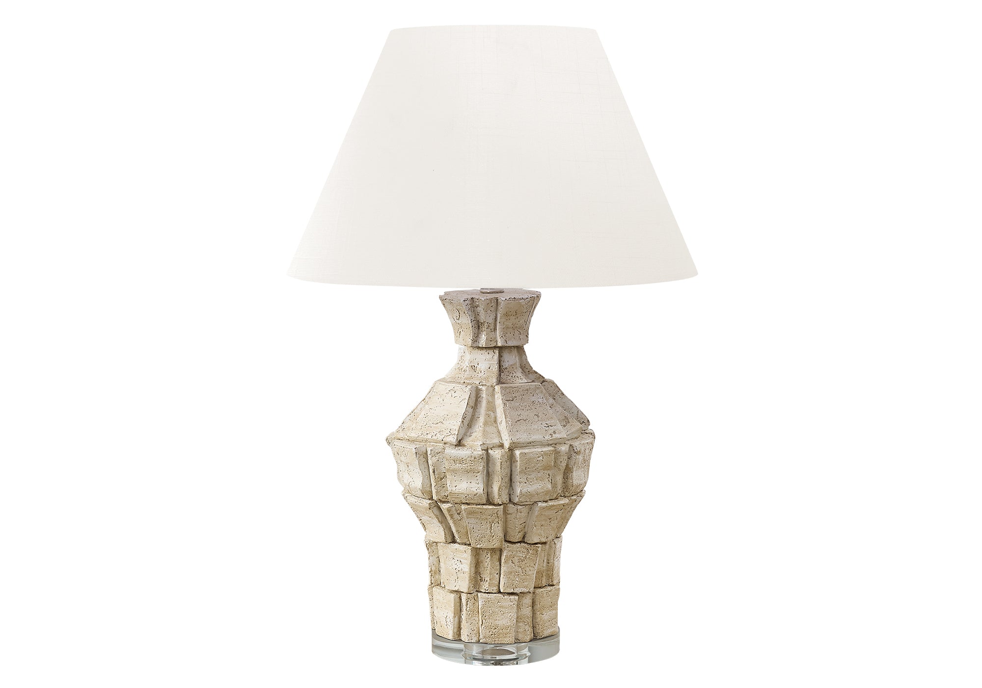 LIGHTING - 28""H TABLE LAMP BEIGE RESIN / IVORY SHADE