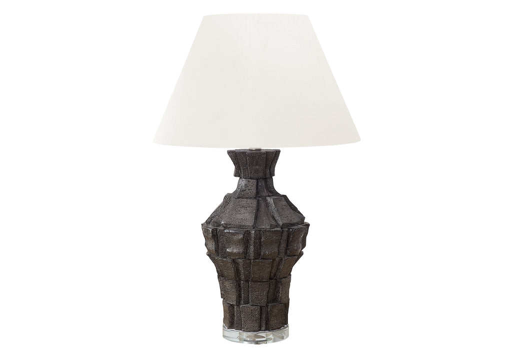LIGHTING - 28""H TABLE LAMP BLACK RESIN / IVORY SHADE