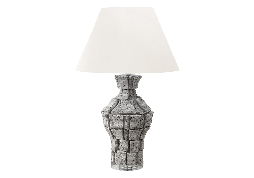 LIGHTING - 28""H TABLE LAMP GREY RESIN / IVORY SHADE