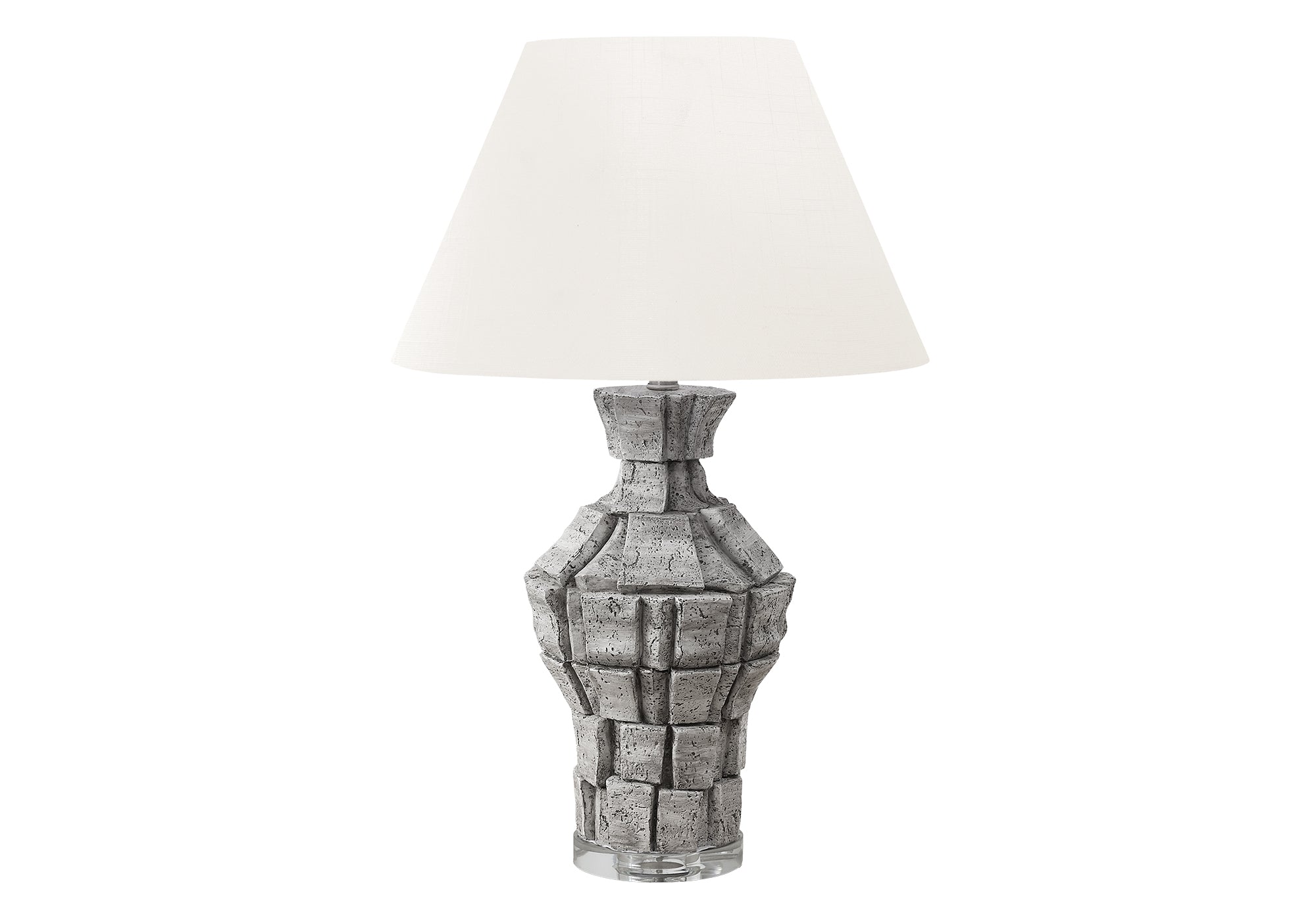 LIGHTING - 28""H TABLE LAMP GREY RESIN / IVORY SHADE