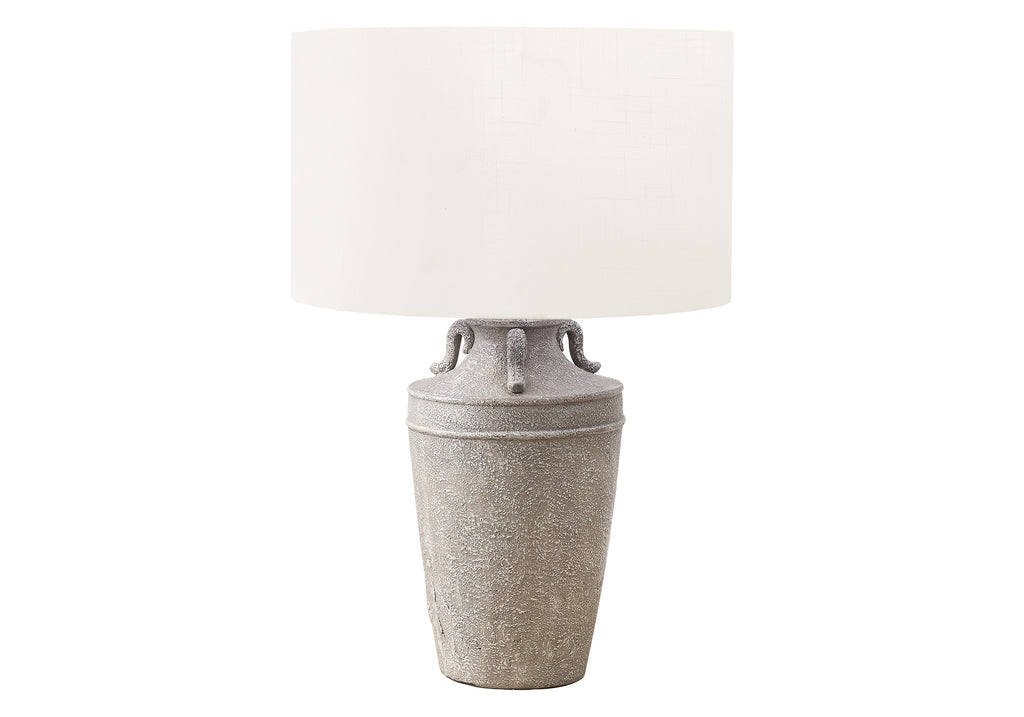 LIGHTING - 28""H TABLE LAMP GREY CERAMIC / IVORY SHADE