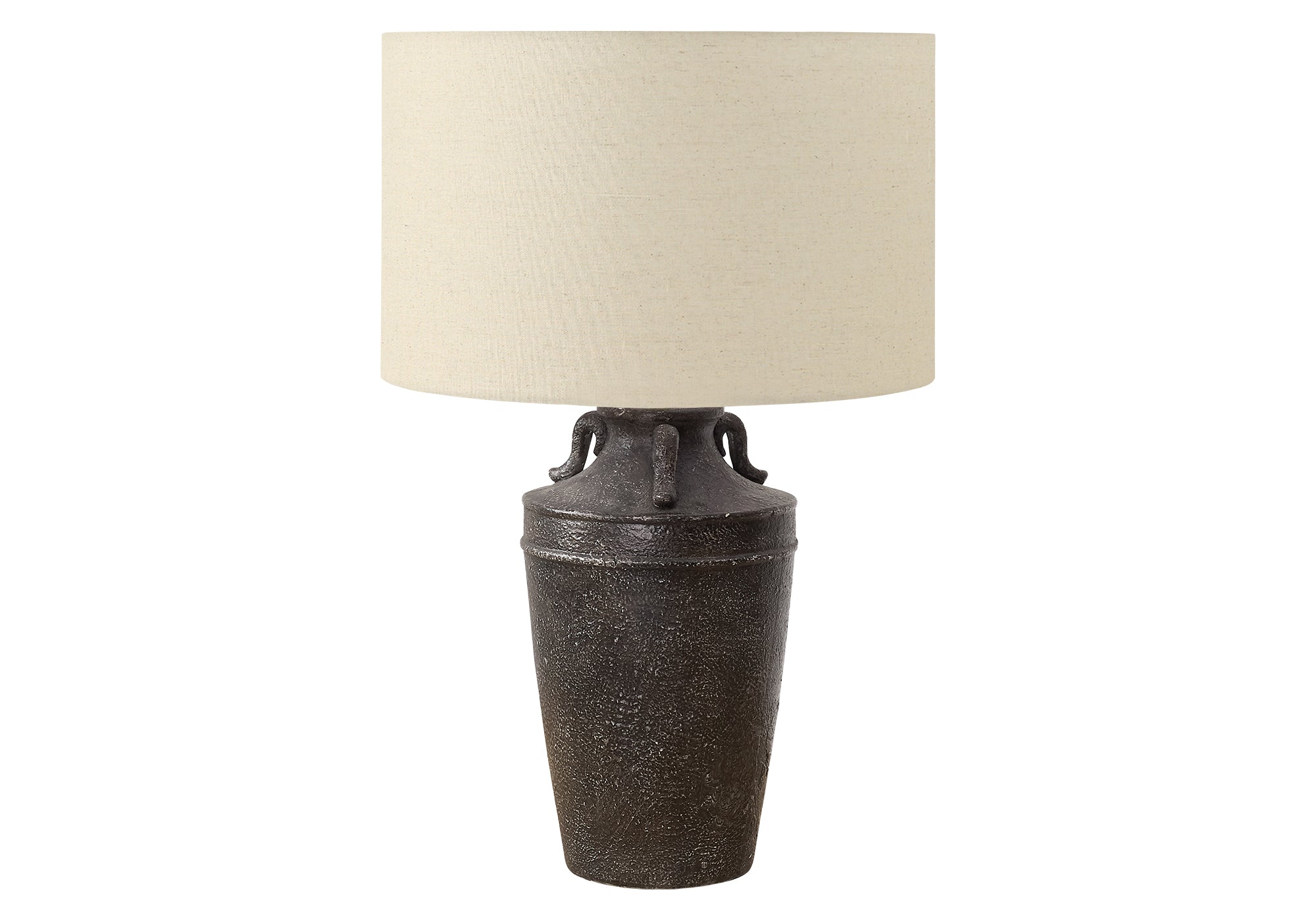 LIGHTING - 28""H TABLE LAMP BLACK CERAMIC / BEIGE SHADE