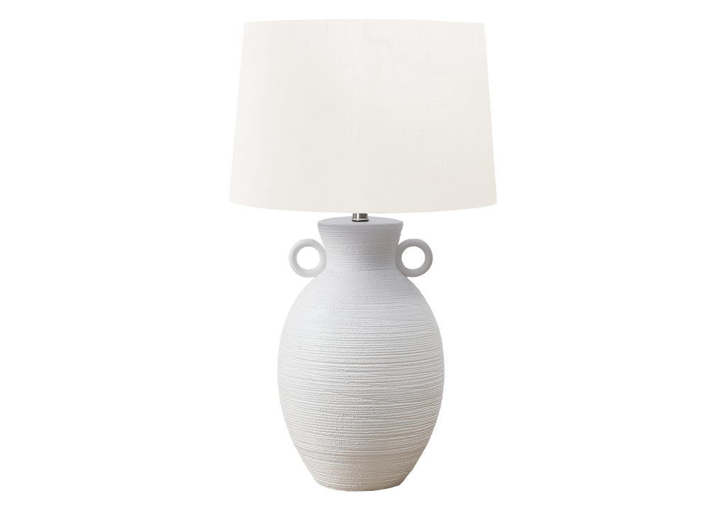 LIGHTING - 30""H TABLE LAMP WHITE CERAMIC / IVORY SHADE