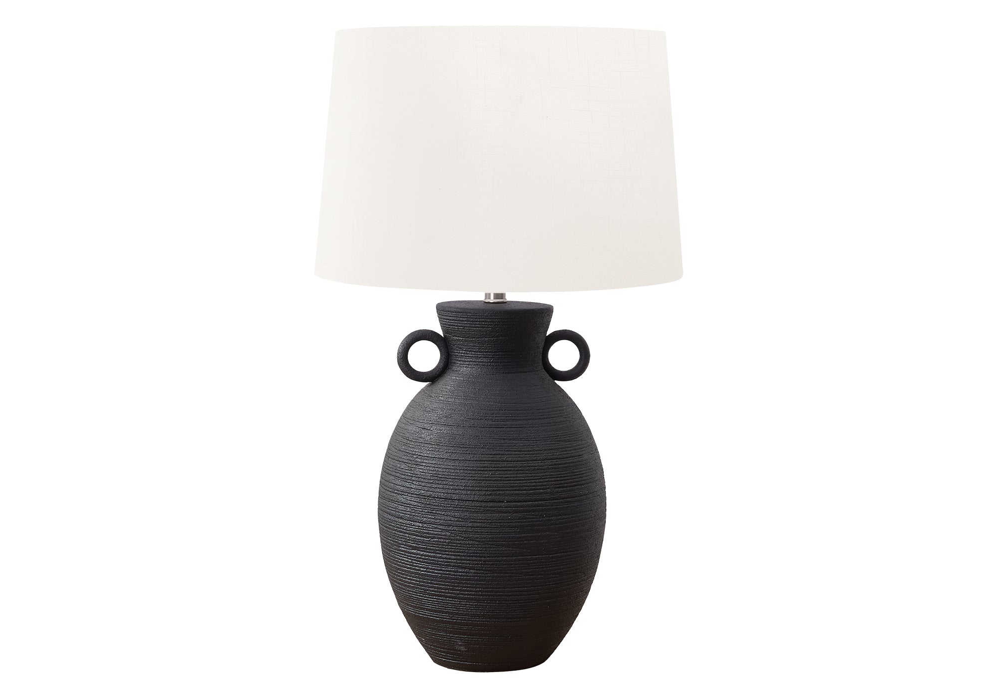 LIGHTING - 30""H TABLE LAMP BLACK CERAMIC / IVORY SHADE