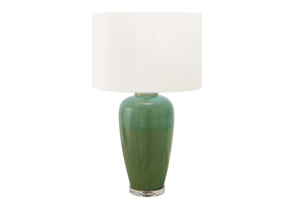 LIGHTING - 29""H TABLE LAMP GREEN CERAMIC / IVORY SHADE