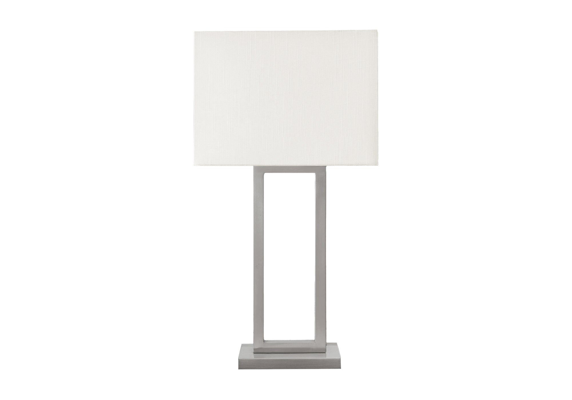 LIGHTING - 28""H TABLE LAMP NICKEL METAL/ IVORY SHADE/ USB