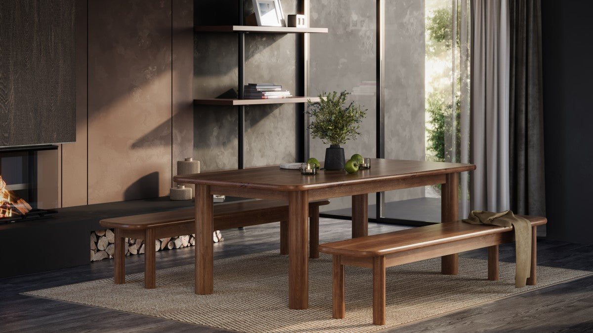 DINING TABLE, ACACIA BROWN (OPEN BOX)