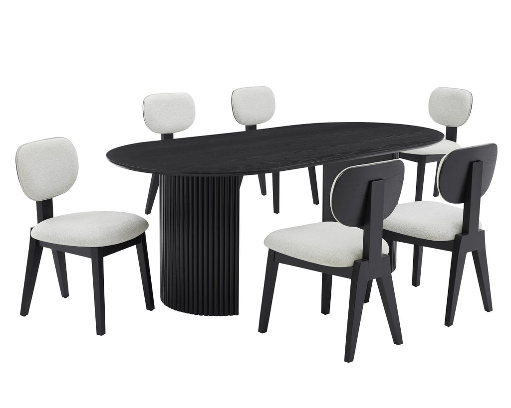 7-PIECE DINING SET - BLACK