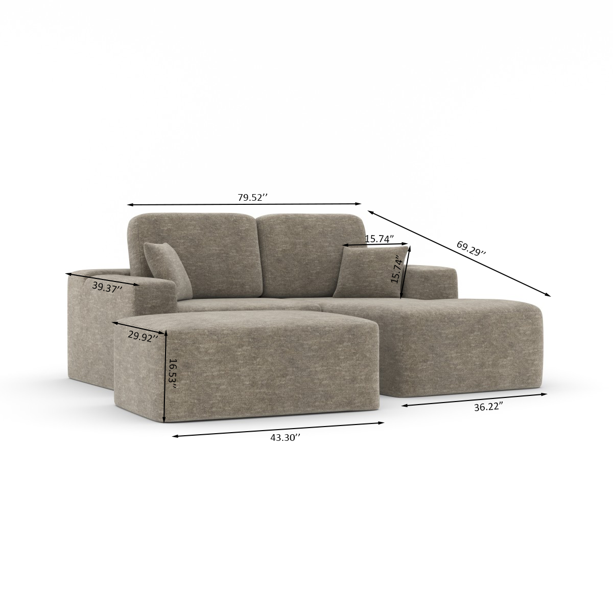 SECTIONAL W/OTTOMAN - TAUPE