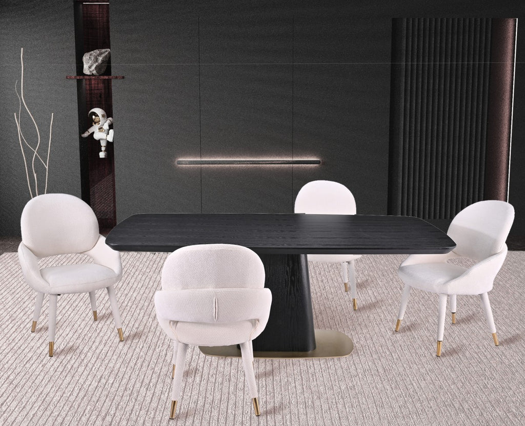 5-PIECE DINING SET - BLACK/BEIGE