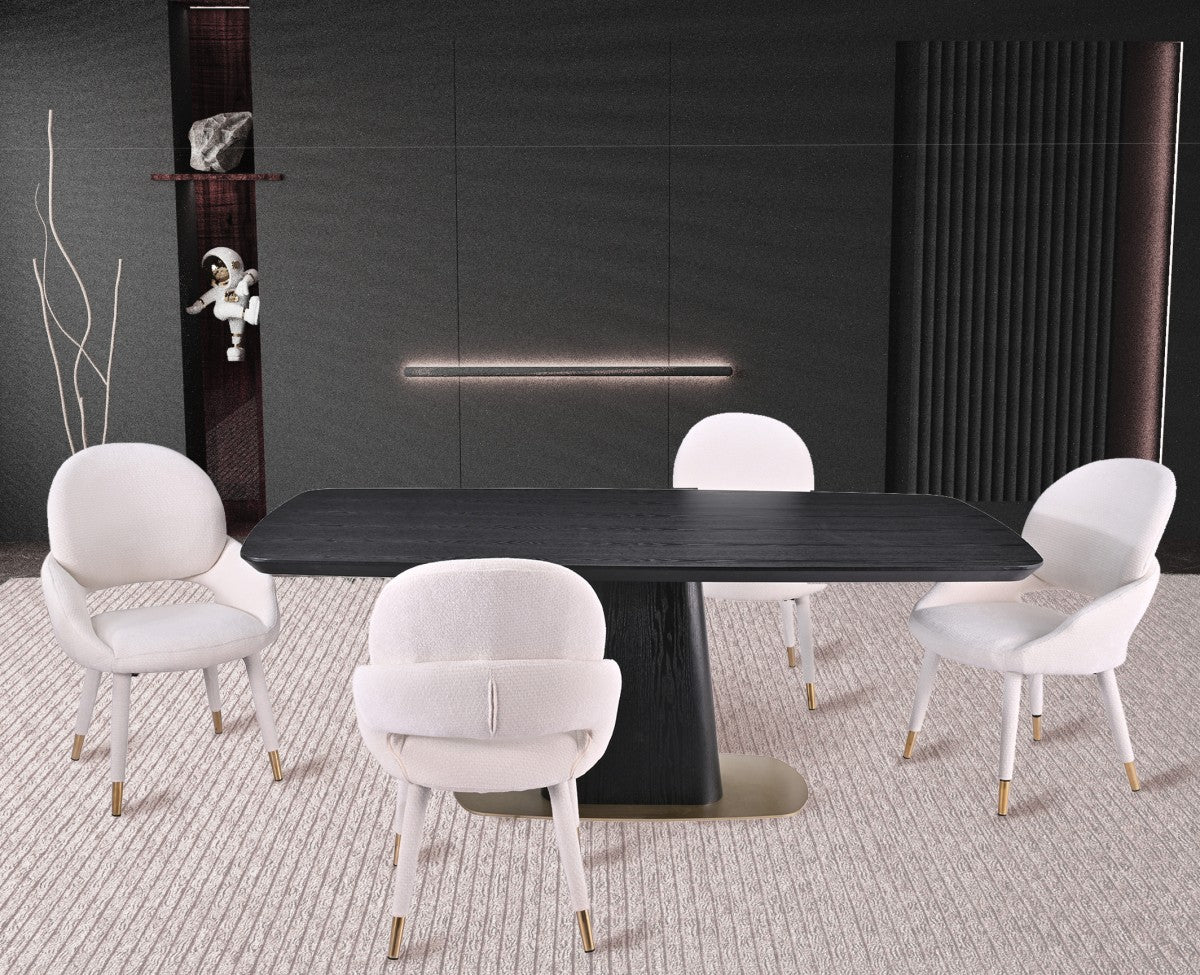 5-PIECE DINING SET - BLACK/BEIGE