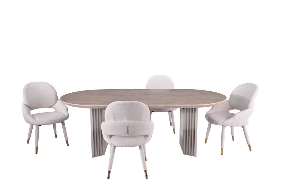 5-PIECE DINING SET - BEIGE