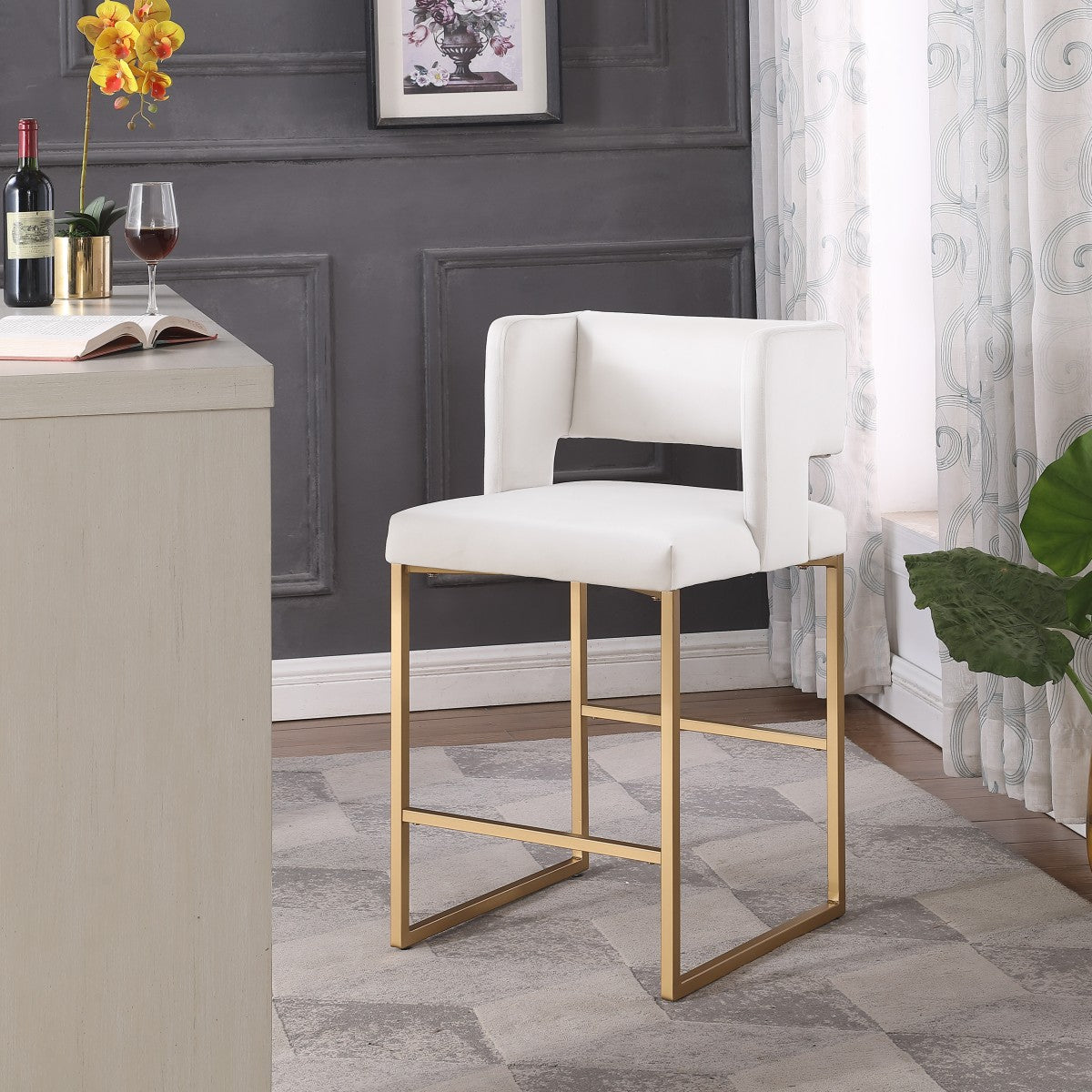 COUNTER STOOL, SET OF 2 - BEIGE