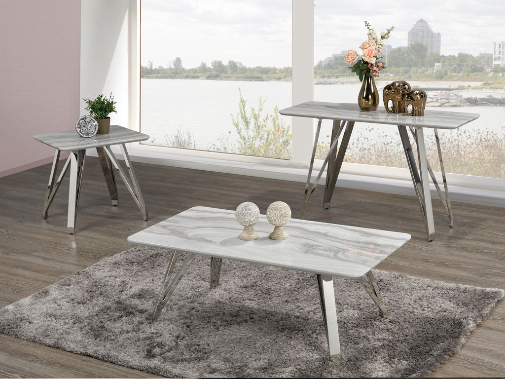 SOFA TABLE - WHITE/SILVER