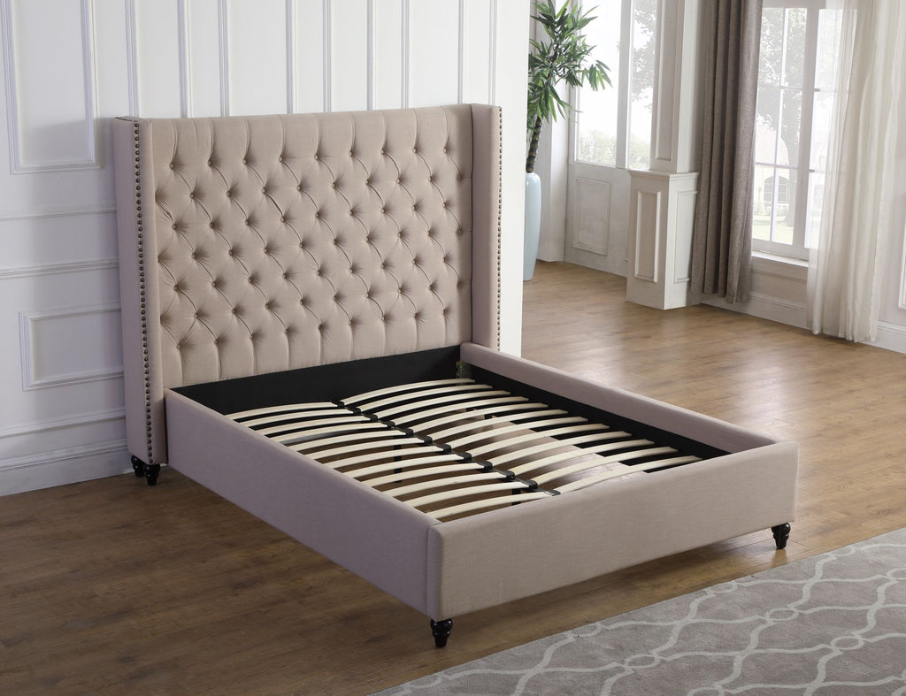 KING PLATFORM BED - BEIGE