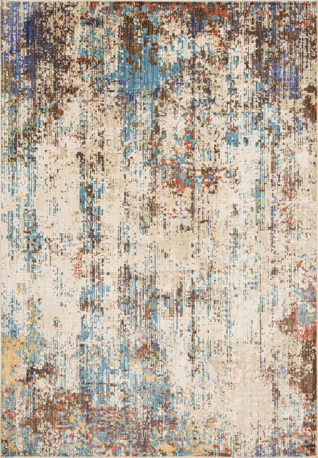 7 X 9 AREA RUG - CREAM/TAUPE/BLUE